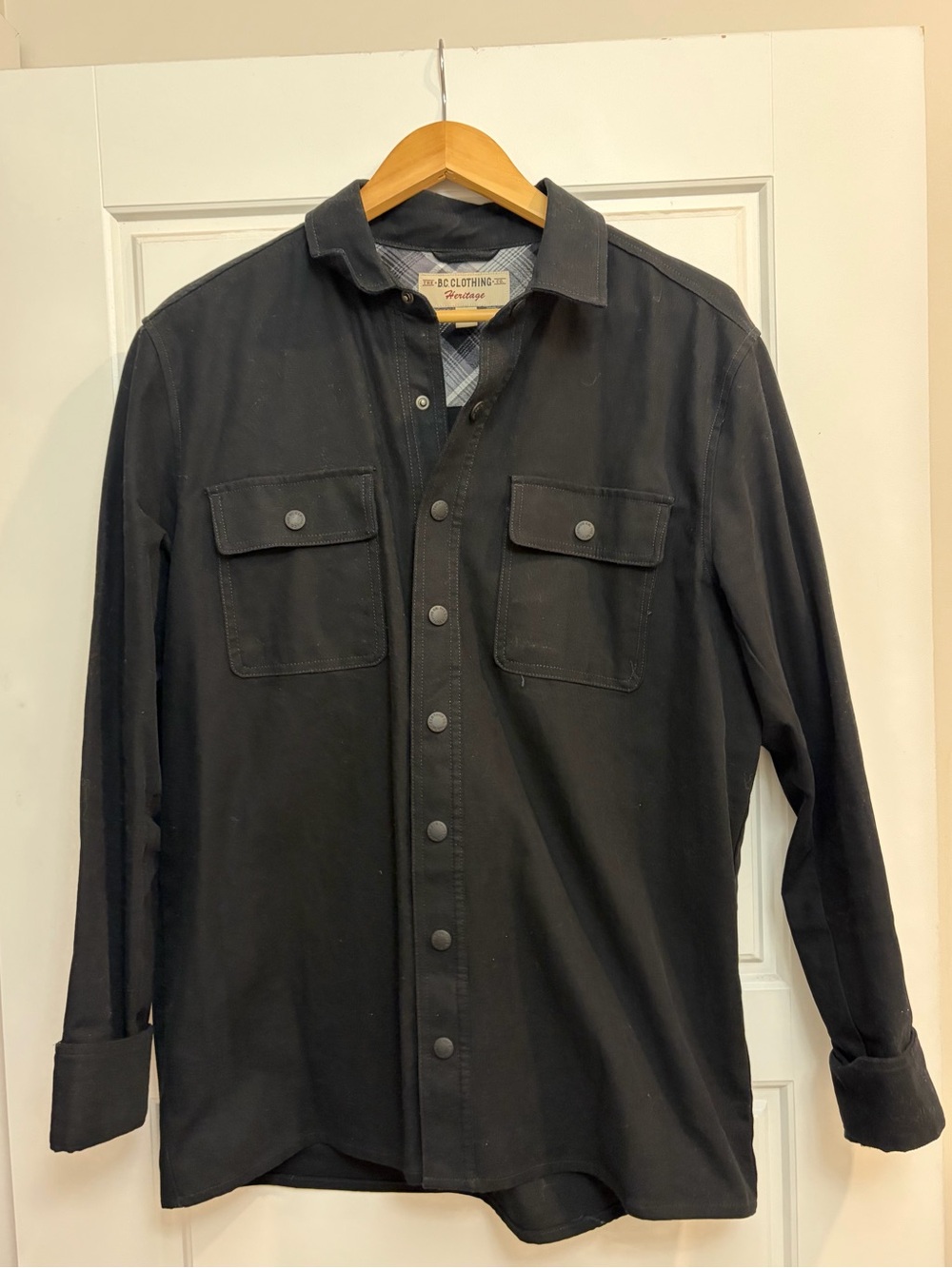 Men's Black Casual Button-Down Utility Shirt